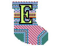 (image for) Alphabet counted cross stitch christmas stocking ornament "E"